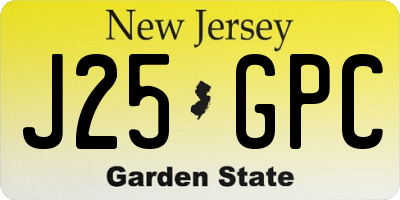 NJ license plate J25GPC