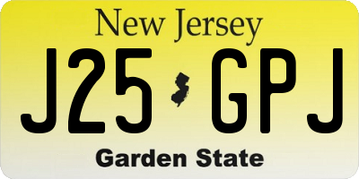 NJ license plate J25GPJ