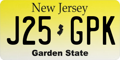 NJ license plate J25GPK