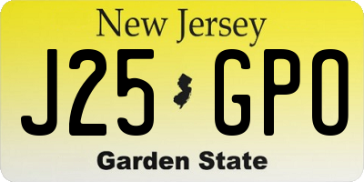 NJ license plate J25GPO