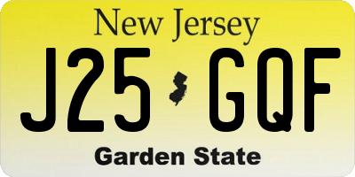 NJ license plate J25GQF