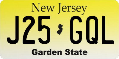 NJ license plate J25GQL