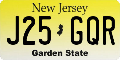 NJ license plate J25GQR