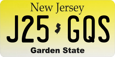 NJ license plate J25GQS