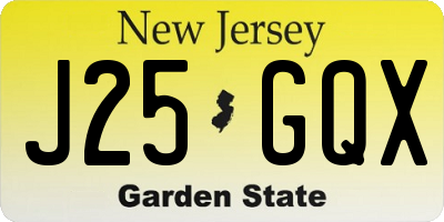 NJ license plate J25GQX