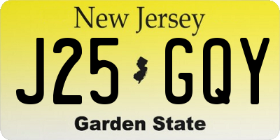 NJ license plate J25GQY
