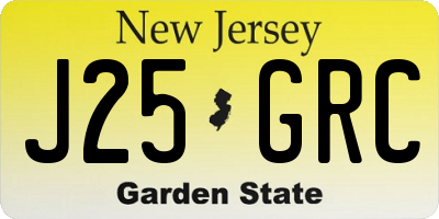 NJ license plate J25GRC