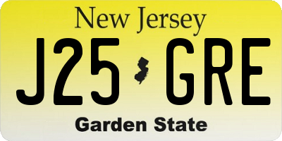 NJ license plate J25GRE