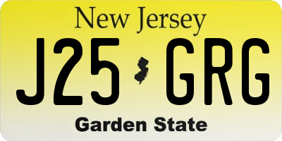 NJ license plate J25GRG