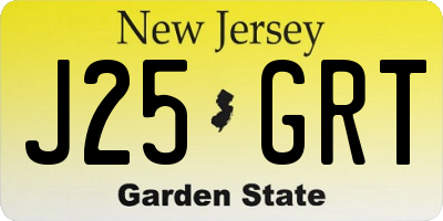 NJ license plate J25GRT
