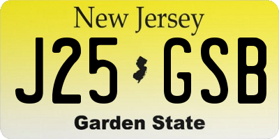 NJ license plate J25GSB