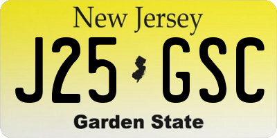 NJ license plate J25GSC