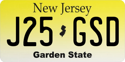 NJ license plate J25GSD