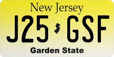 NJ license plate J25GSF