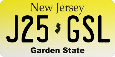 NJ license plate J25GSL
