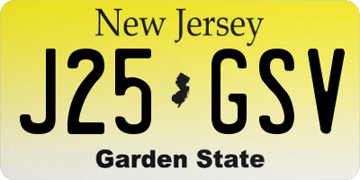 NJ license plate J25GSV