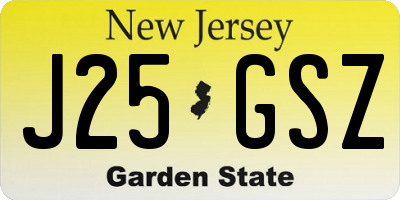NJ license plate J25GSZ