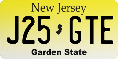 NJ license plate J25GTE