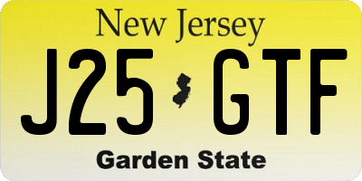 NJ license plate J25GTF