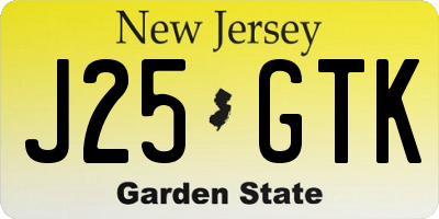 NJ license plate J25GTK