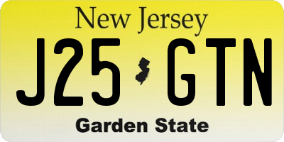 NJ license plate J25GTN
