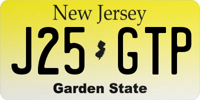 NJ license plate J25GTP
