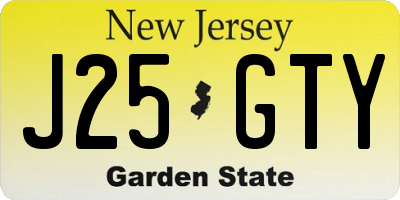 NJ license plate J25GTY