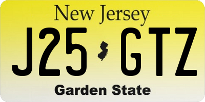 NJ license plate J25GTZ