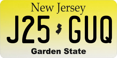 NJ license plate J25GUQ