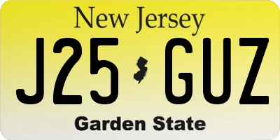 NJ license plate J25GUZ
