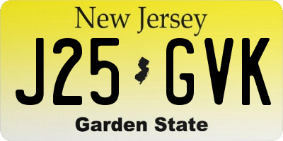 NJ license plate J25GVK