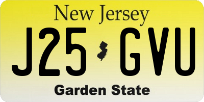 NJ license plate J25GVU