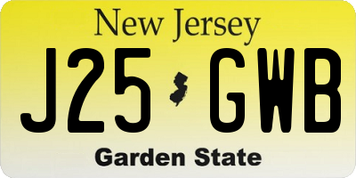 NJ license plate J25GWB