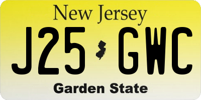 NJ license plate J25GWC