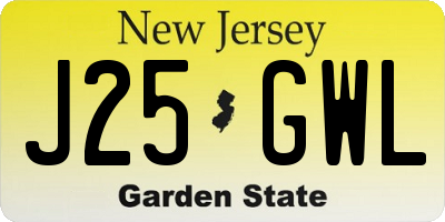 NJ license plate J25GWL