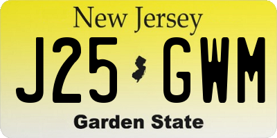 NJ license plate J25GWM