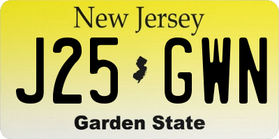 NJ license plate J25GWN
