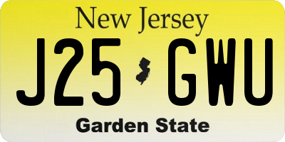 NJ license plate J25GWU
