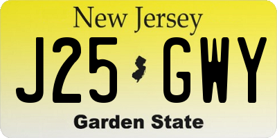 NJ license plate J25GWY