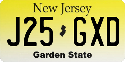 NJ license plate J25GXD