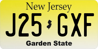 NJ license plate J25GXF