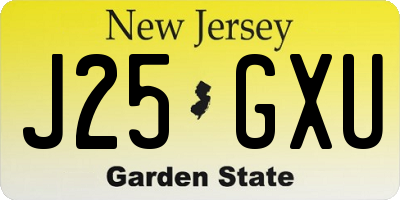 NJ license plate J25GXU