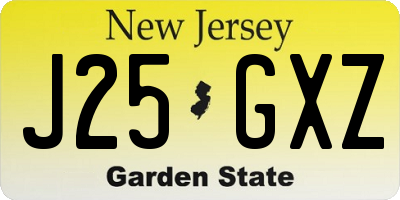 NJ license plate J25GXZ