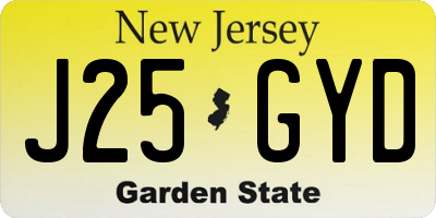 NJ license plate J25GYD