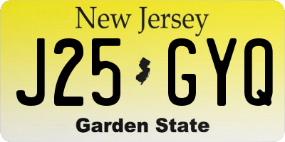 NJ license plate J25GYQ
