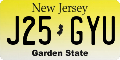NJ license plate J25GYU