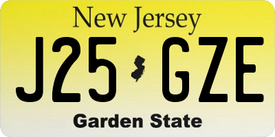NJ license plate J25GZE