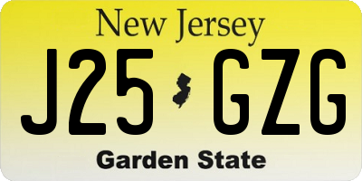 NJ license plate J25GZG
