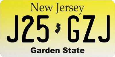 NJ license plate J25GZJ
