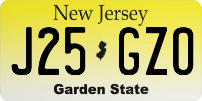 NJ license plate J25GZO